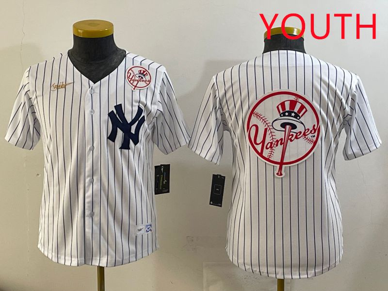 Youth 2025 New York Yankees Blank White Stripe Throwback Nike MLB Jersey style 24